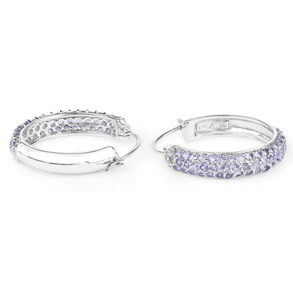 3.06 Carat Genuine Tanzanite .925 Sterling Silver Earrings - GOLDISSEYA