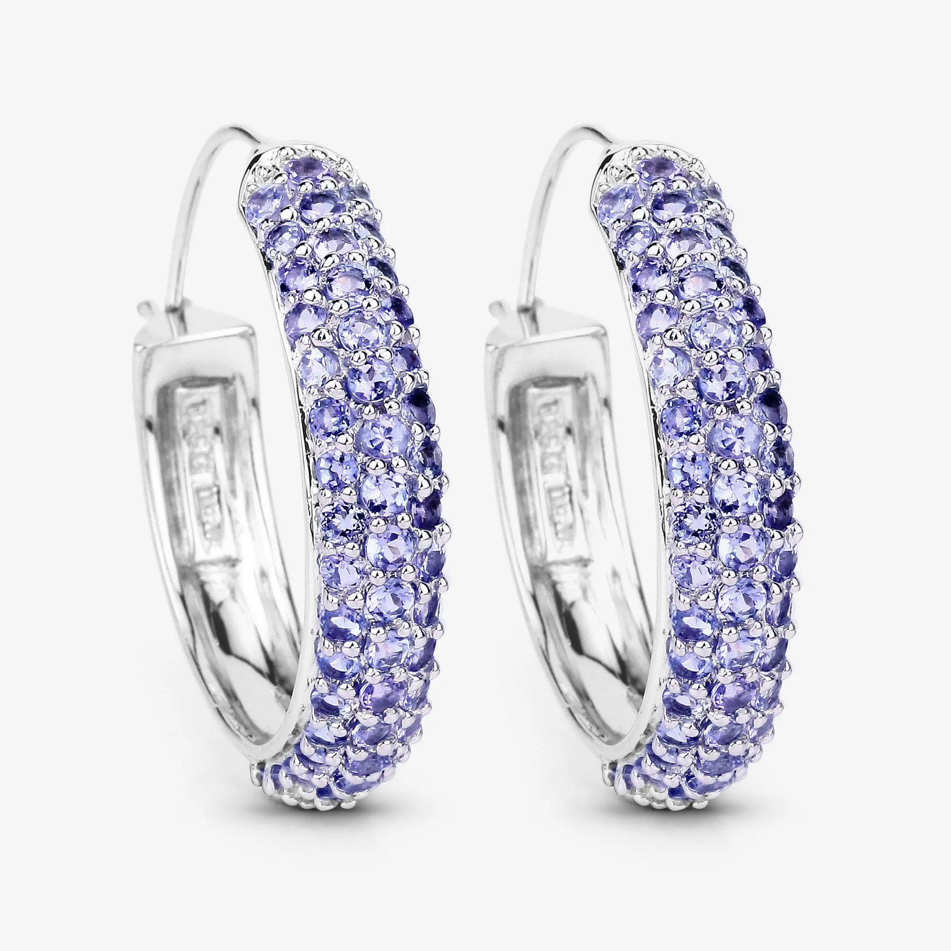 3.06 Carat Genuine Tanzanite .925 Sterling Silver Earrings - GOLDISSEYA