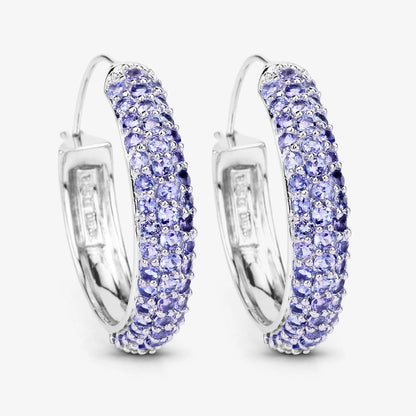3.06 Carat Genuine Tanzanite .925 Sterling Silver Earrings - GOLDISSEYA