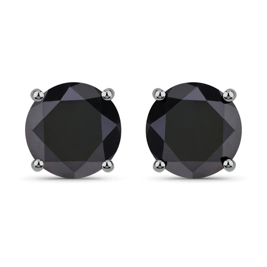 3.24 Carat Genuine Black Diamond 14K White Gold Earrings - GOLDISSEYA
