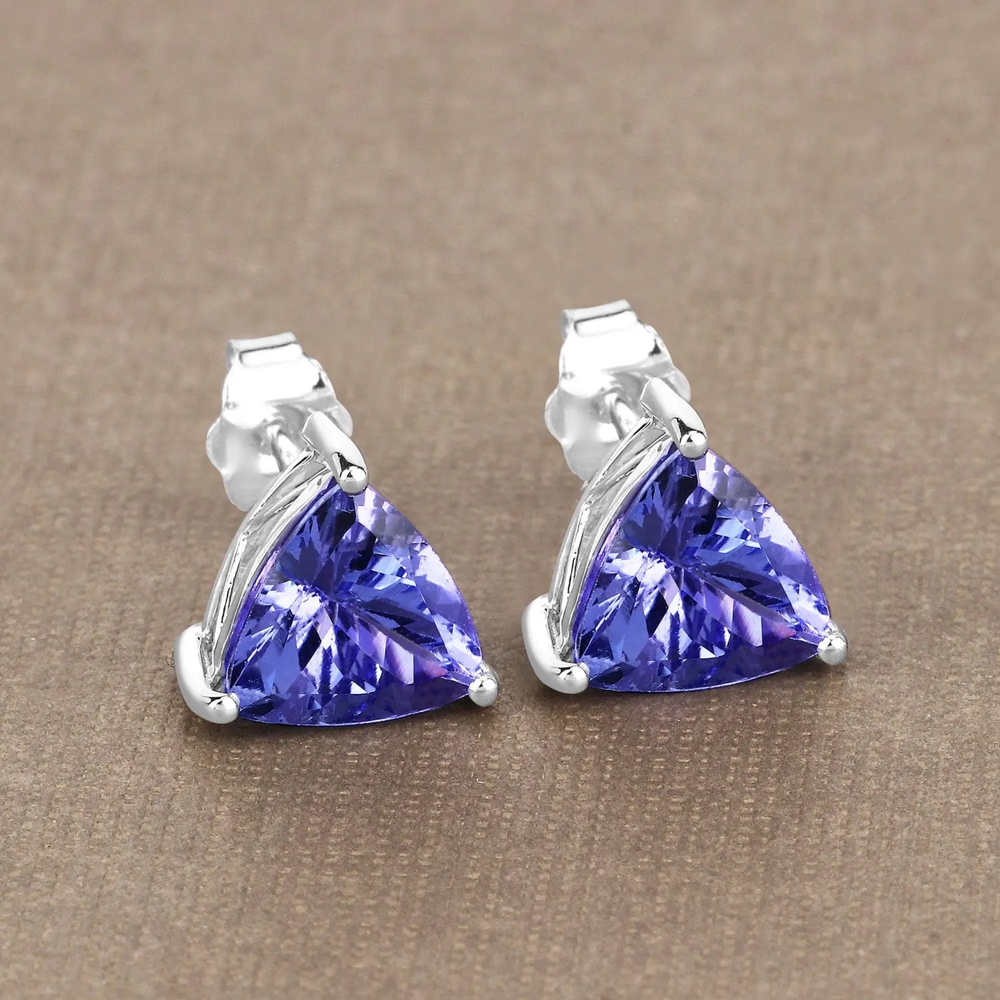 3.48 Carat Genuine Tanzanite 14K White Gold Earrings - GOLDISSEYA