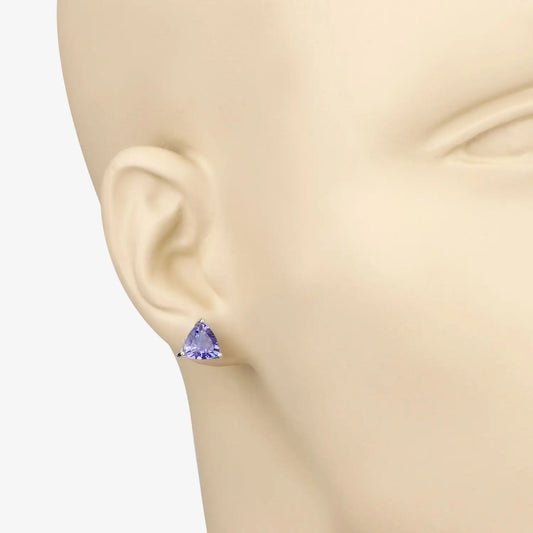 3.48 Carat Genuine Tanzanite 14K White Gold Earrings - GOLDISSEYA