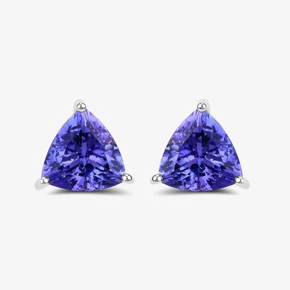 3.48 Carat Genuine Tanzanite 14K White Gold Earrings - GOLDISSEYA