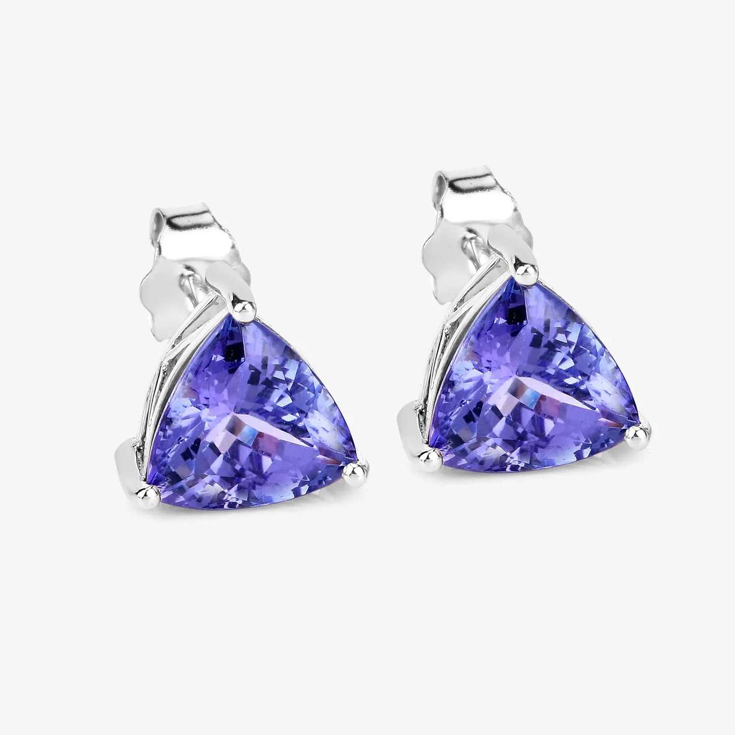 3.48 Carat Genuine Tanzanite 14K White Gold Earrings - GOLDISSEYA