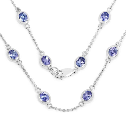 5.94 Carat Genuine Tanzanite .925 Sterling Silver Necklace - GOLDISSEYA