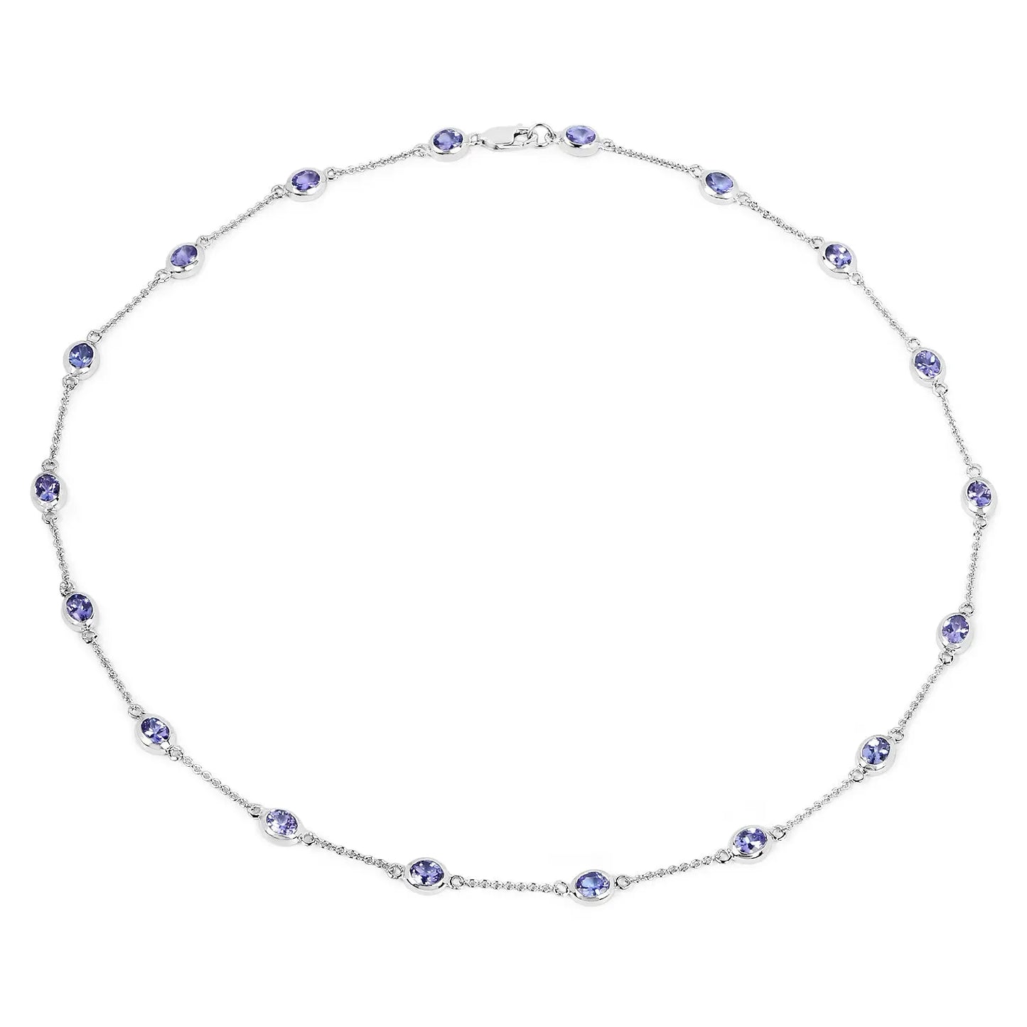5.94 Carat Genuine Tanzanite .925 Sterling Silver Necklace - GOLDISSEYA