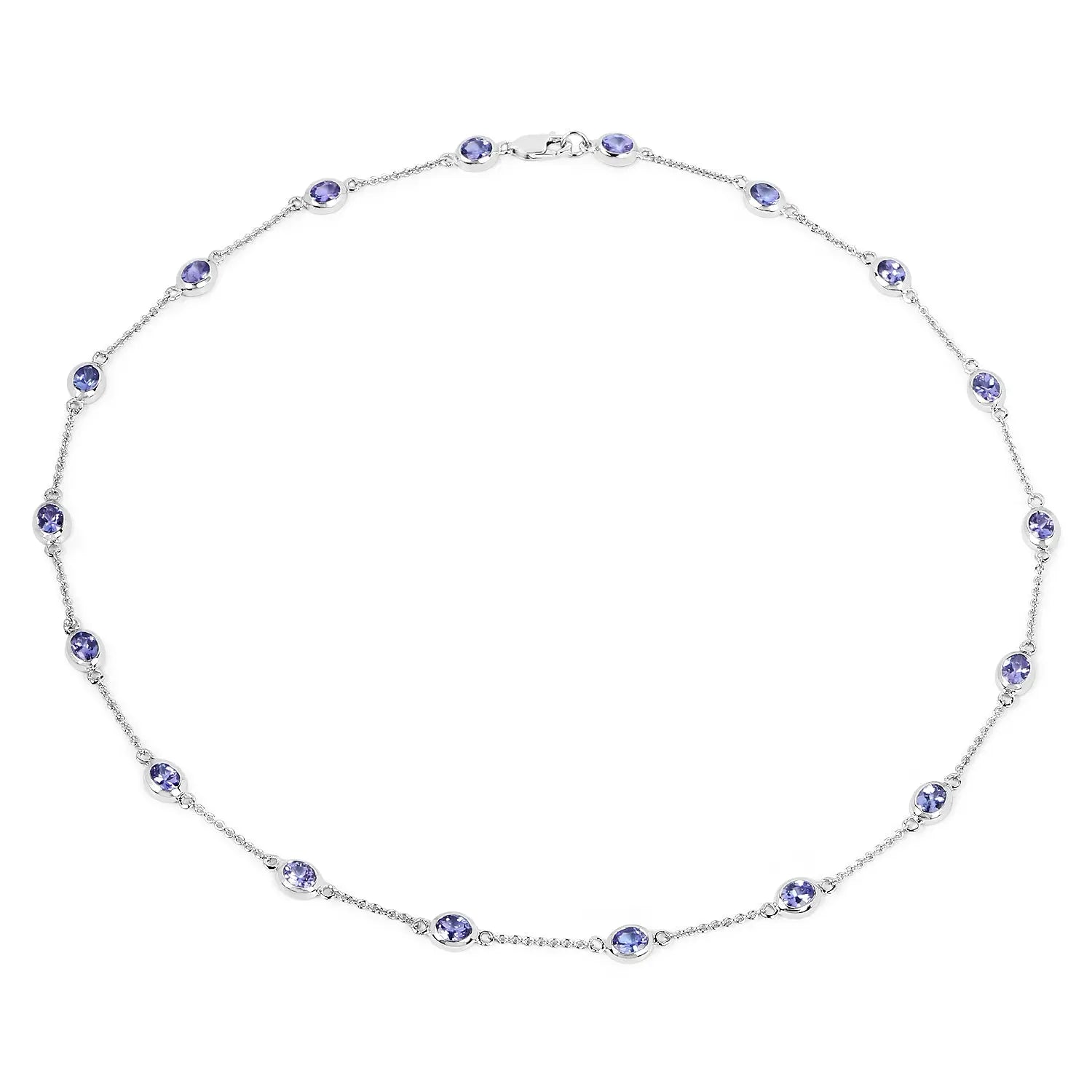 5.94 Carat Genuine Tanzanite .925 Sterling Silver Necklace - GOLDISSEYA