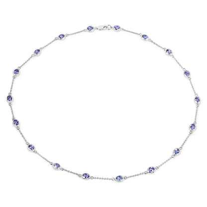 5.94 Carat Genuine Tanzanite .925 Sterling Silver Necklace - GOLDISSEYA