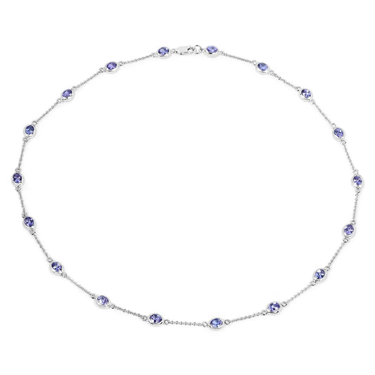 5.94 Carat Genuine Tanzanite .925 Sterling Silver Necklace - GOLDISSEYA