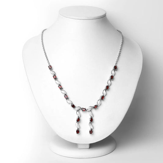 7.65 Carat Genuine Garnet .925 Sterling Silver Necklace - GOLDISSEYA