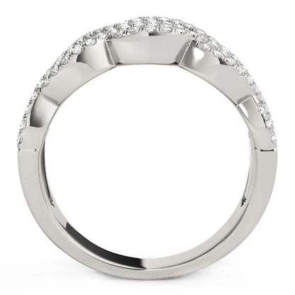 Diamond Studded Double Interlocking Waves Ring in 14k White Gold  (5/8 cttw) 