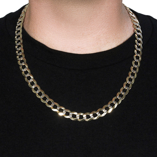 14k Two Tone Gold Pave Curb Chain (12.18 mm) 