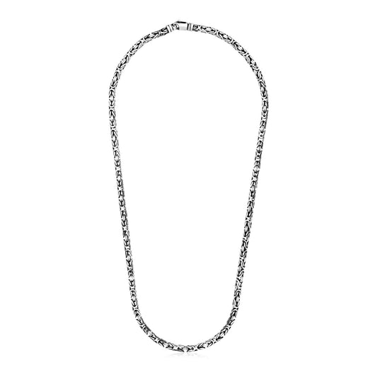 Sterling Silver Gunmetal Finish Byzantine Chain Necklace 