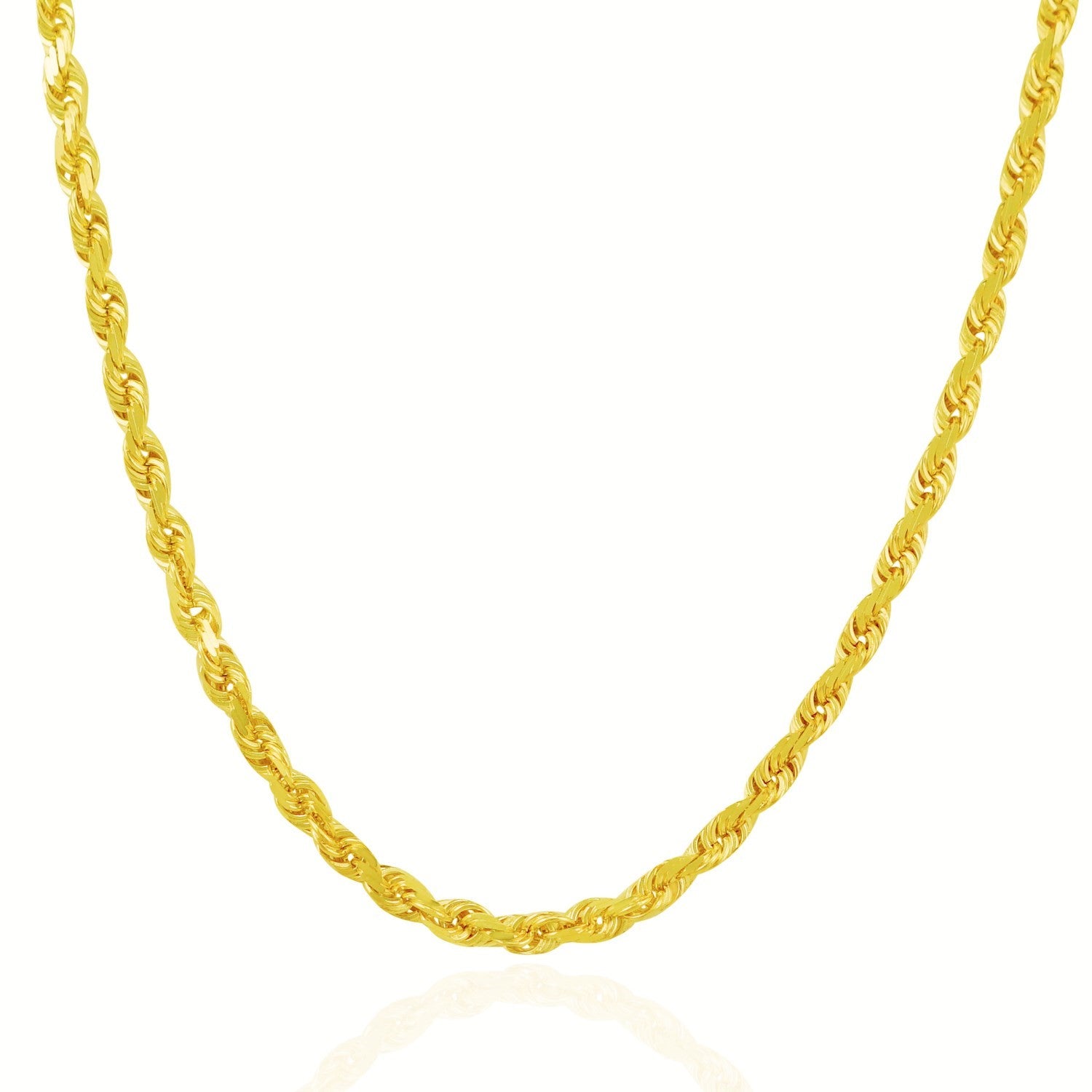 14k Yellow Gold Solid Diamond Cut Rope Chain (5.00 mm) 