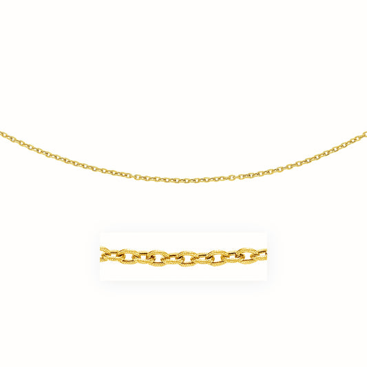 14k Yellow Gold Pendant Chain with Textured Links (3.3 mm) 