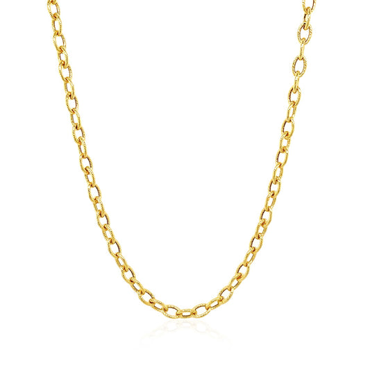14k Yellow Gold Pendant Chain with Textured Links (3.3 mm) 