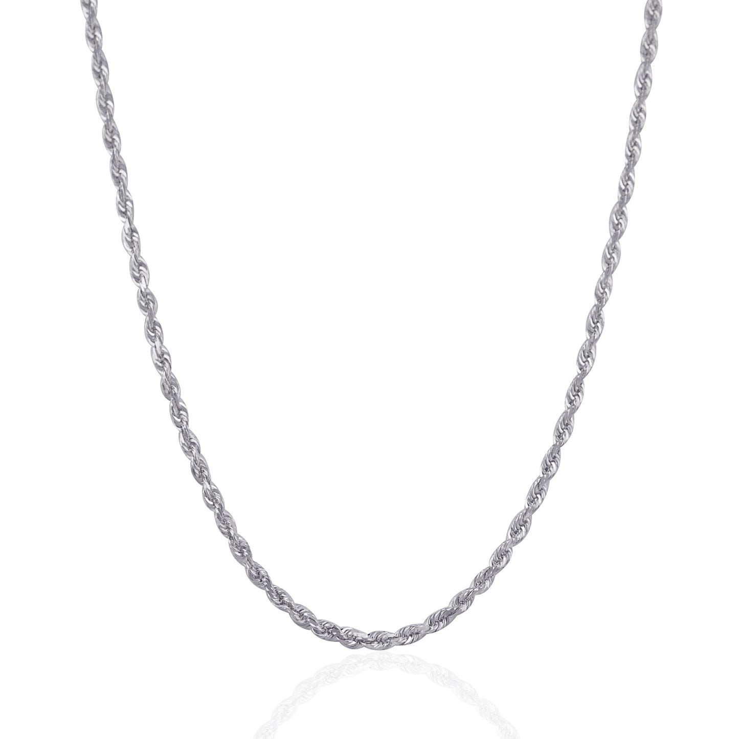 14k White Gold Solid Diamond Cut Rope Chain (3.00 mm) 