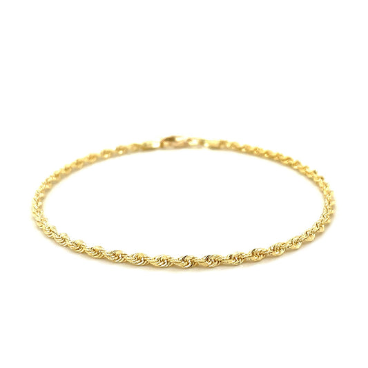14k Yellow Gold Solid Diamond Cut Rope Bracelet (2.50 mm) 
