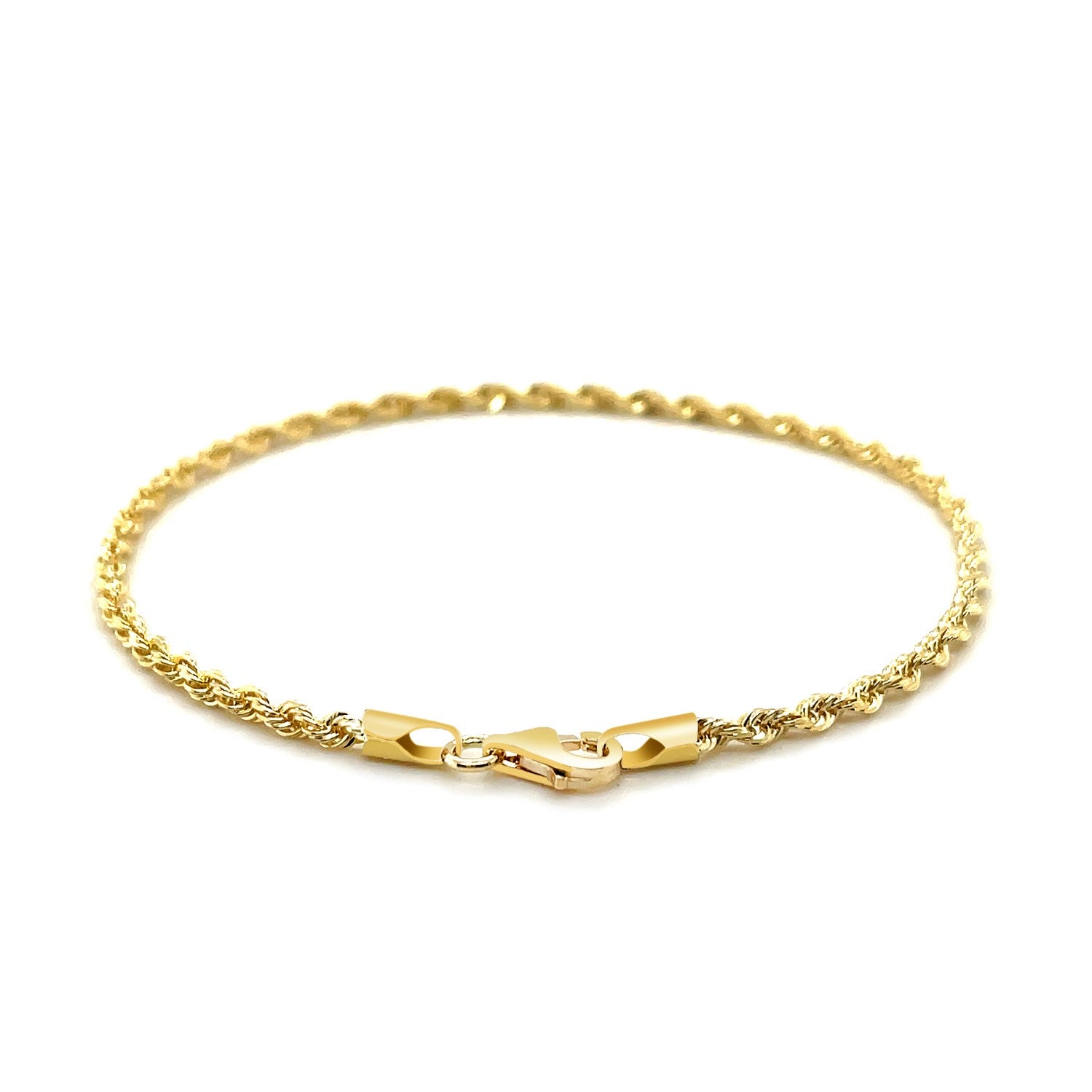 14k Yellow Gold Solid Diamond Cut Rope Bracelet (2.50 mm) 