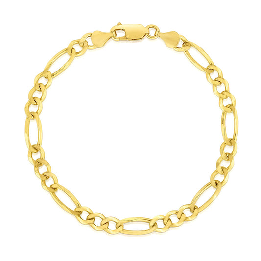 14k Yellow Gold Solid Figaro Bracelet (4.50 mm) 