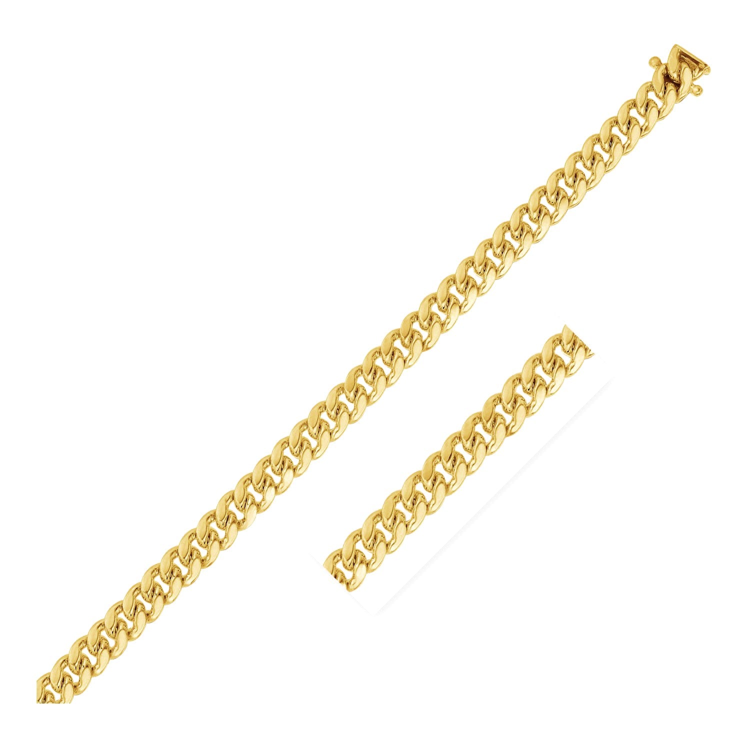 14k Yellow Gold Classic Miami Cuban Solid Bracelet (4.90 mm) 