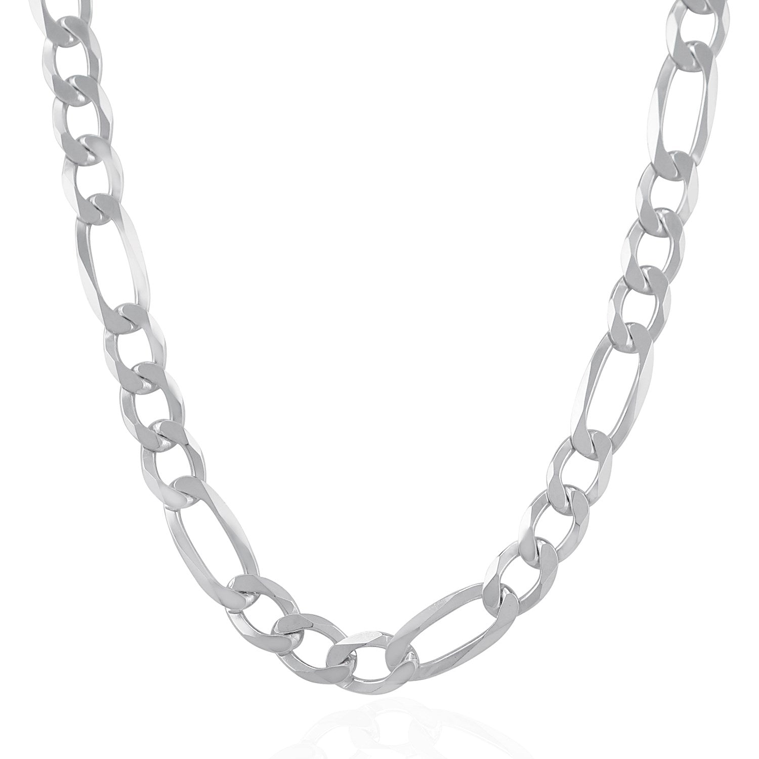 Rhodium Plated 8.8mm Sterling Silver Figaro Style Chain (8.80 mm) 