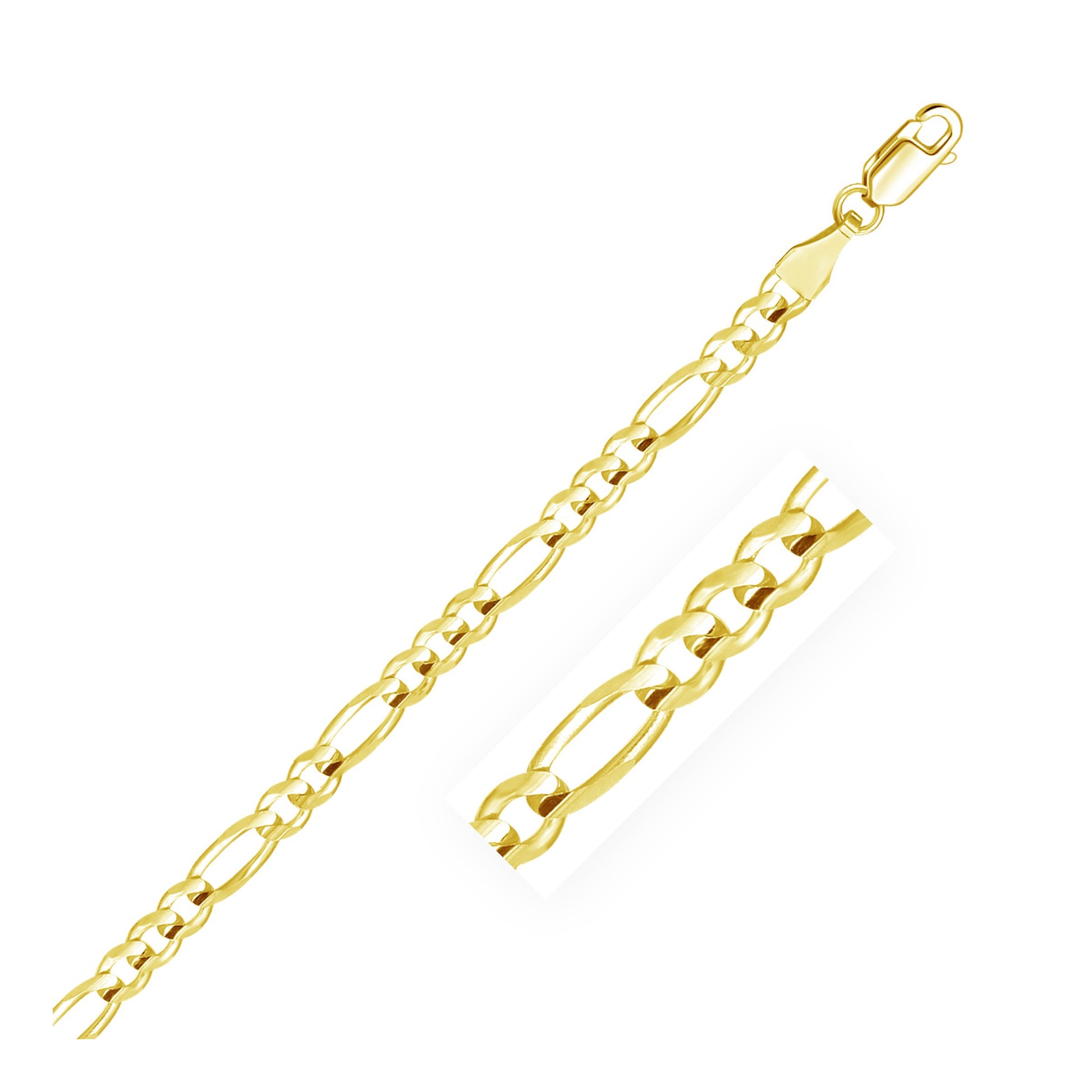 10K Yellow Gold Solid Figaro Chain (4.50 mm) 