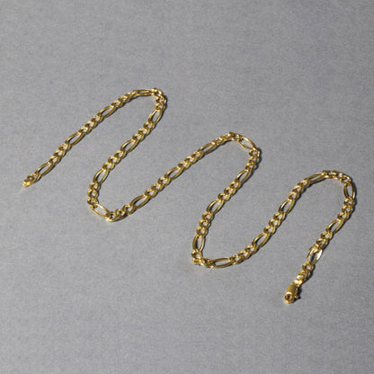 10K Yellow Gold Solid Figaro Chain (4.50 mm) 