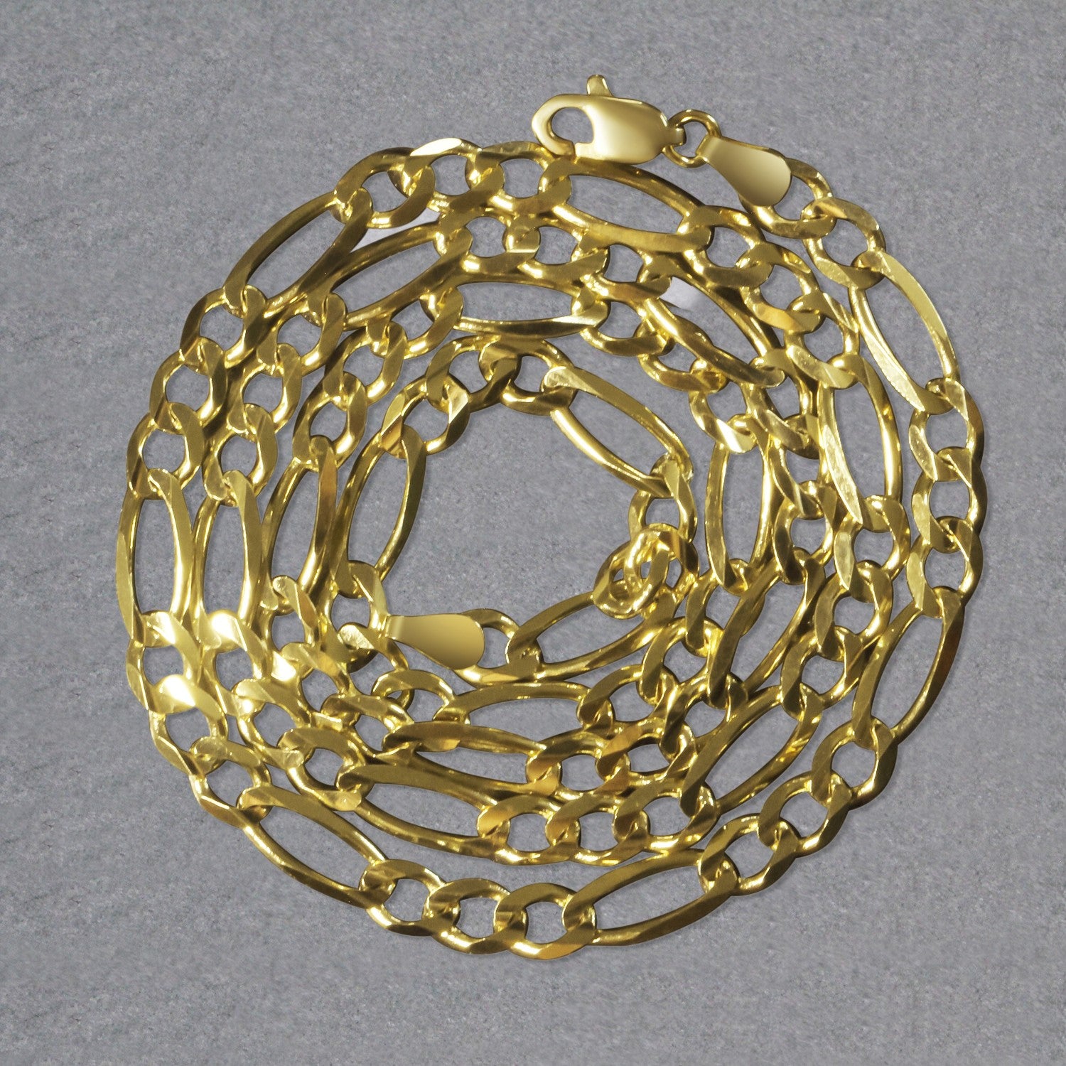 10K Yellow Gold Solid Figaro Chain (4.50 mm) 