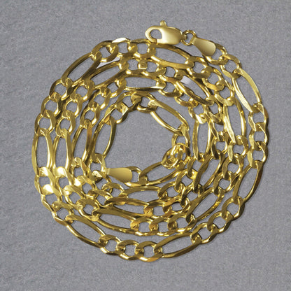 10K Yellow Gold Solid Figaro Chain (4.50 mm) 