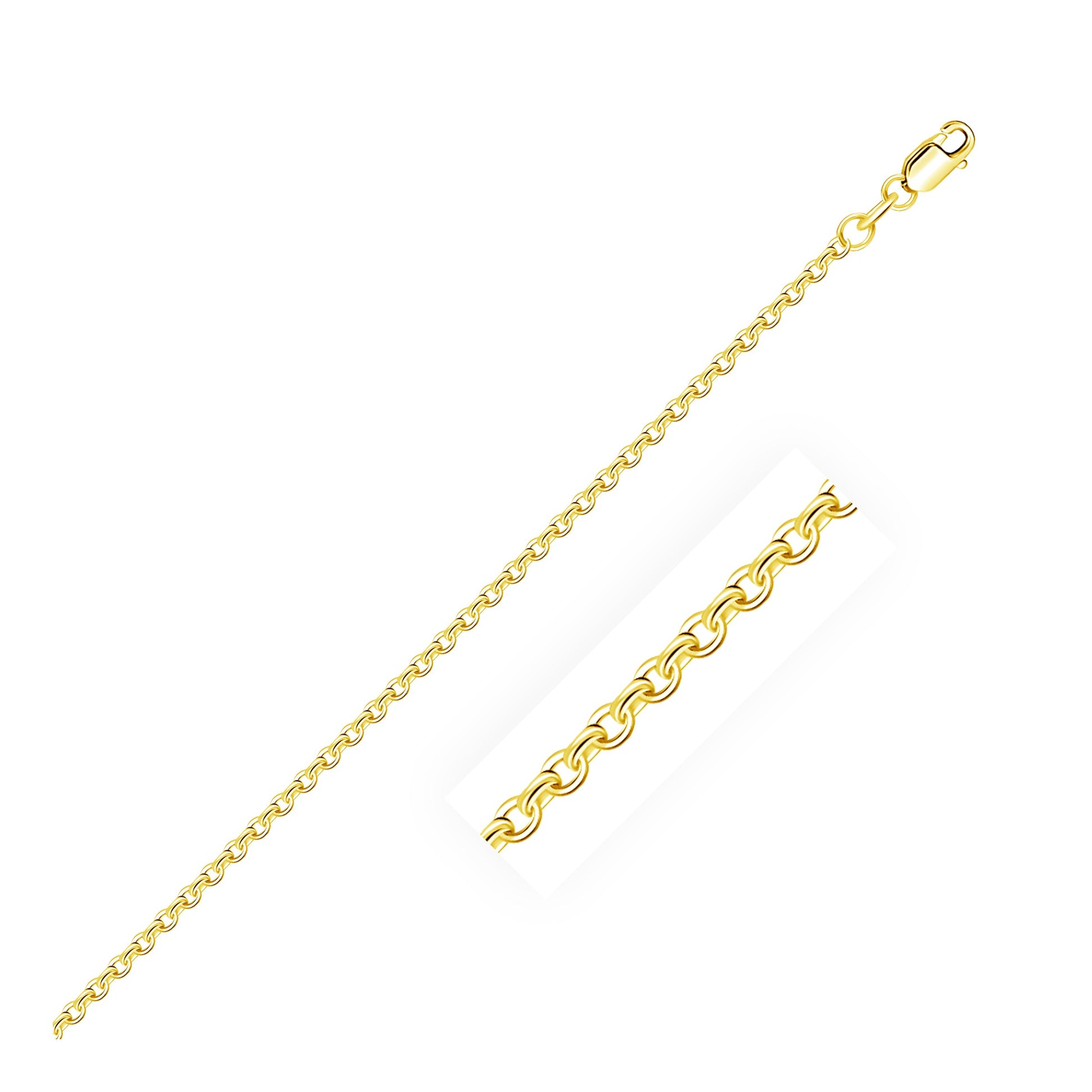 14k Yellow Gold Diamond Cut Cable Link Chain (1.90 mm) 