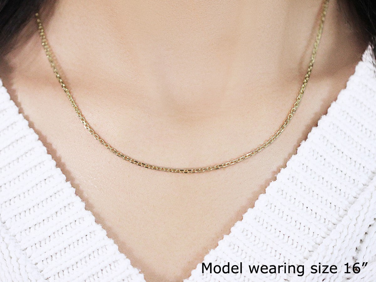 14k Yellow Gold Diamond Cut Cable Link Chain (1.90 mm) 