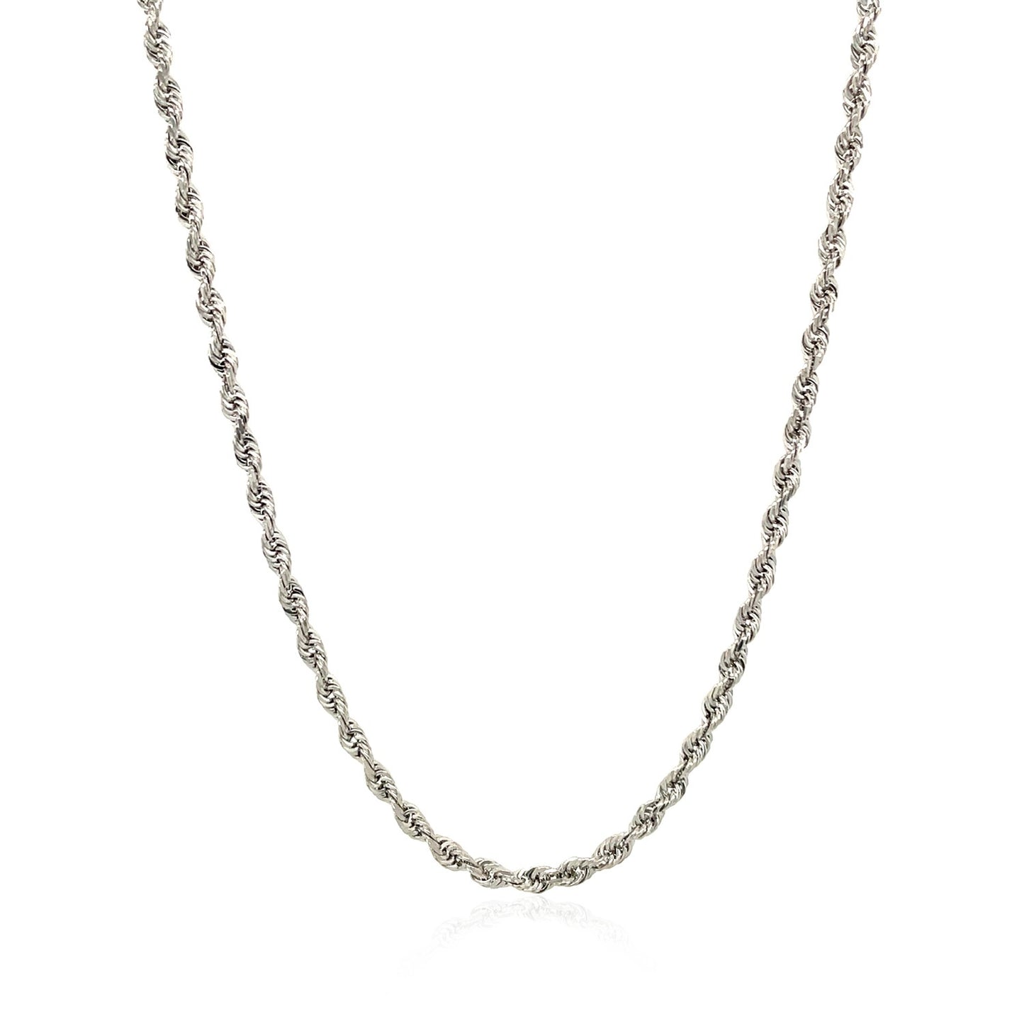 14k White Gold Solid Diamond Cut Rope Chain (2.50 mm) 