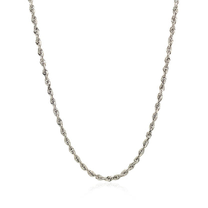 14k White Gold Solid Diamond Cut Rope Chain (2.50 mm) 