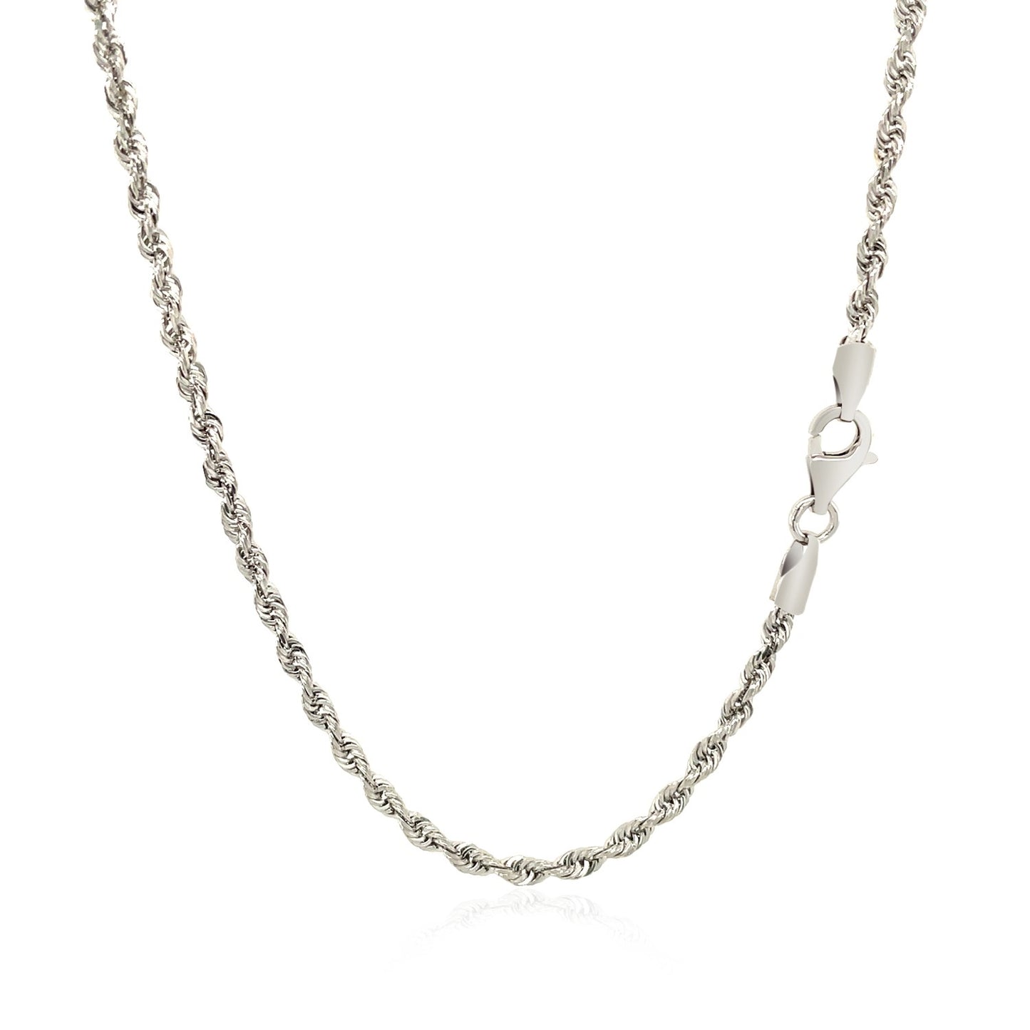 14k White Gold Solid Diamond Cut Rope Chain (2.50 mm) 