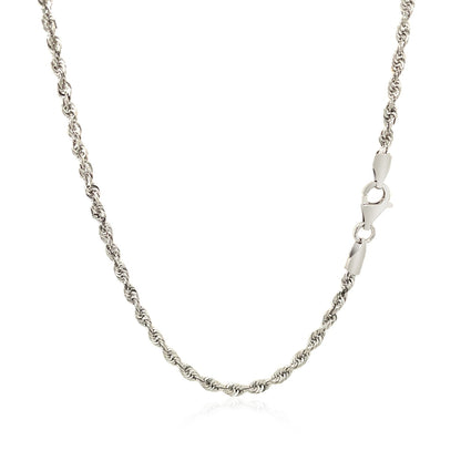 14k White Gold Solid Diamond Cut Rope Chain (2.50 mm) 