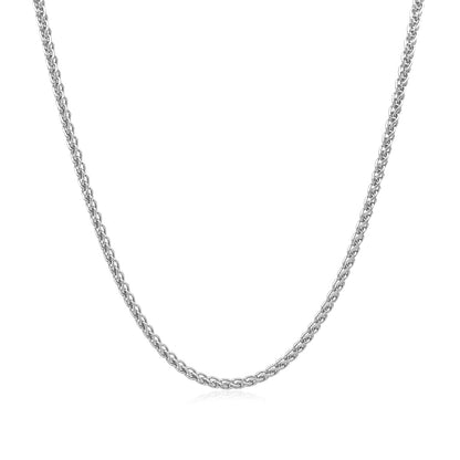 14k White Gold Round Wheat Chain (1.5 mm) 