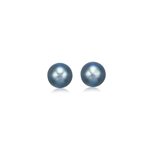 14k Yellow Gold Cultured Black Pearl Stud Earrings (6mm) 
