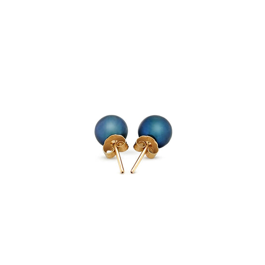 14k Yellow Gold Cultured Black Pearl Stud Earrings (6mm) 
