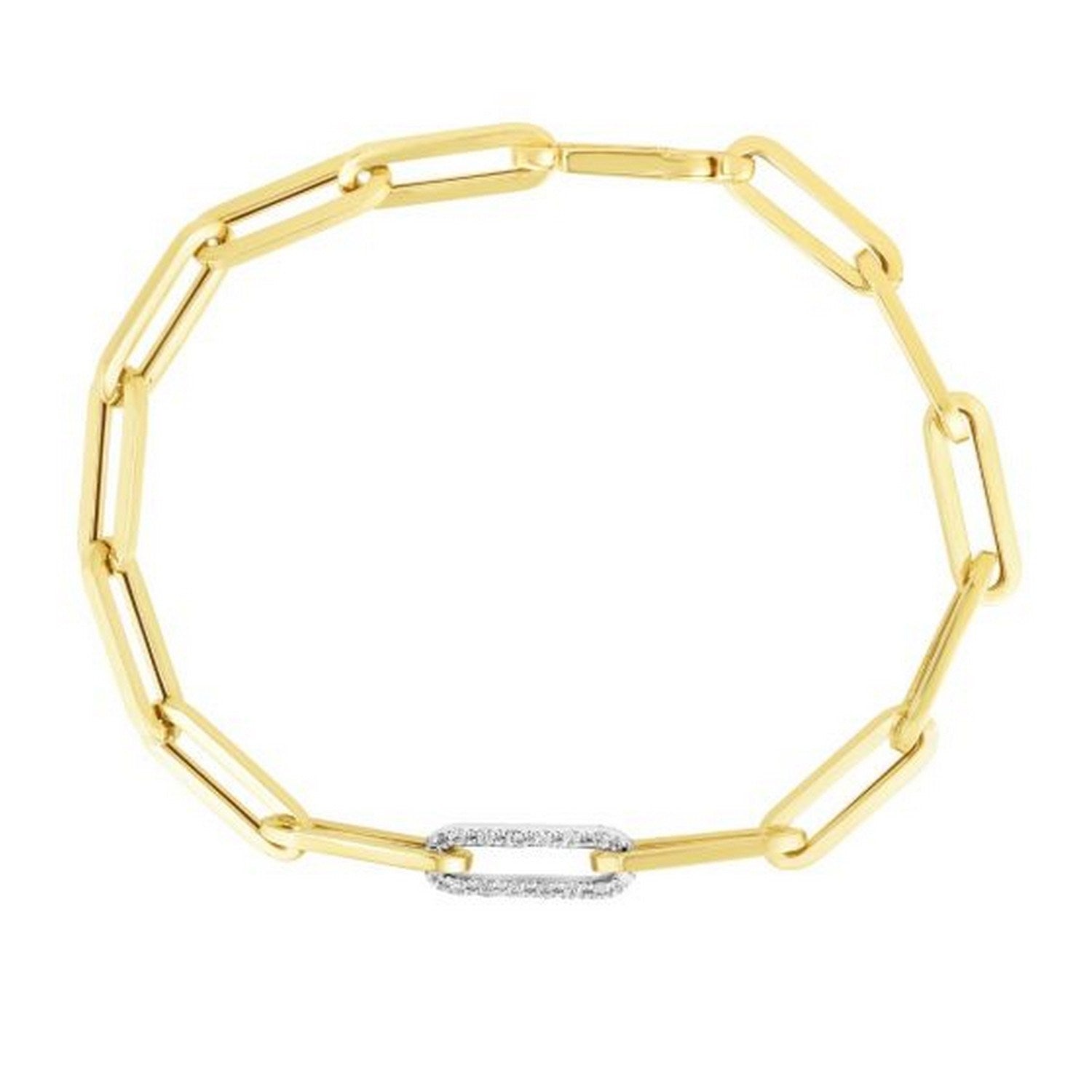 14k Yellow Gold Paperclip Chain Necklace with Diamond Link (6.00 mm) 