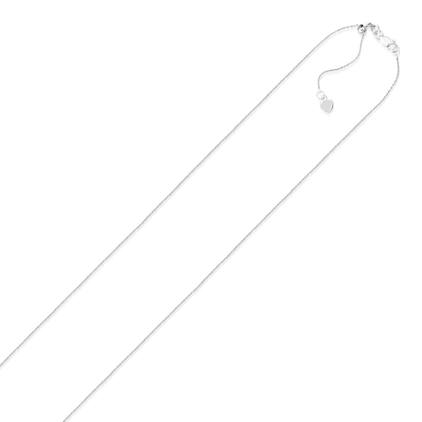 14k White Gold Adjustable Cable Chain (1.10 mm) 