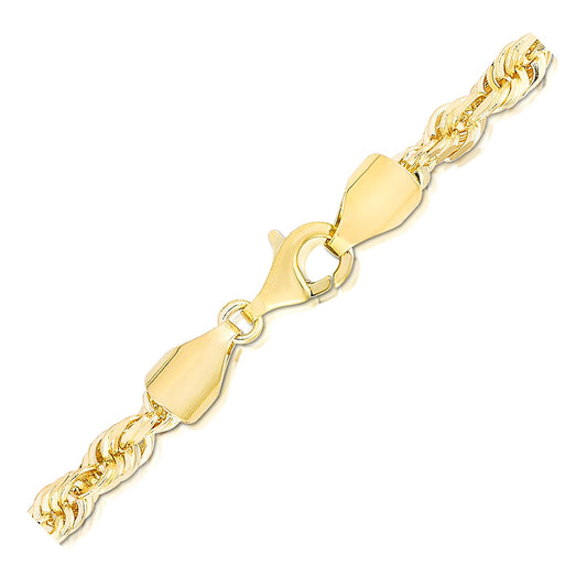 14k Yellow Gold Solid Diamond Cut Rope Bracelet (5.00 mm) 