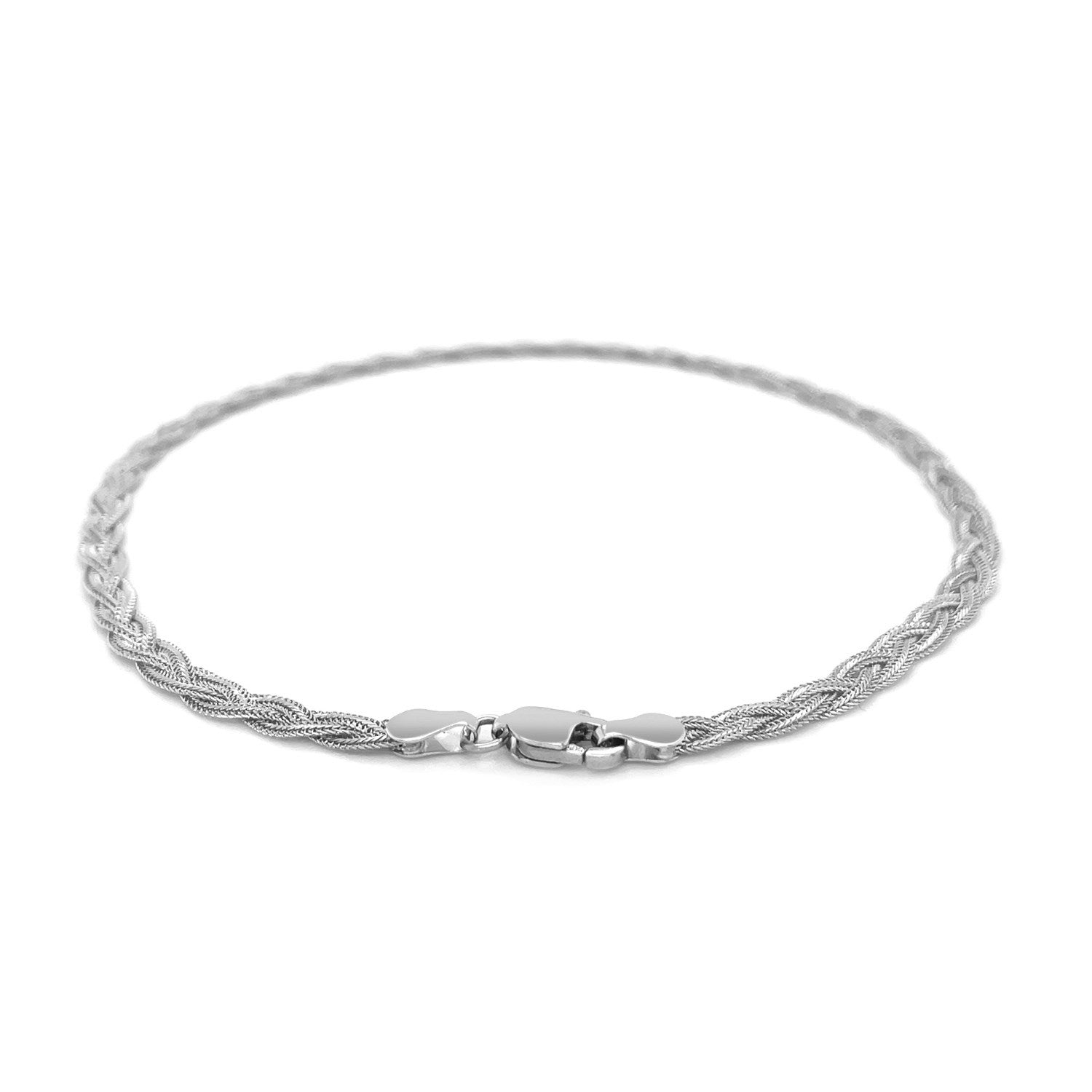14k White Gold Braided Bracelet  (3.50 mm) 