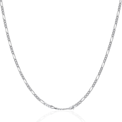 14k White Gold Solid Figaro Chain (1.90 mm) 