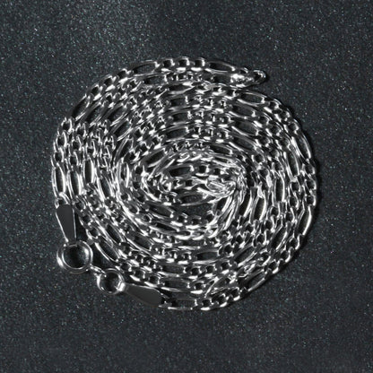 14k White Gold Solid Figaro Chain (1.90 mm) 