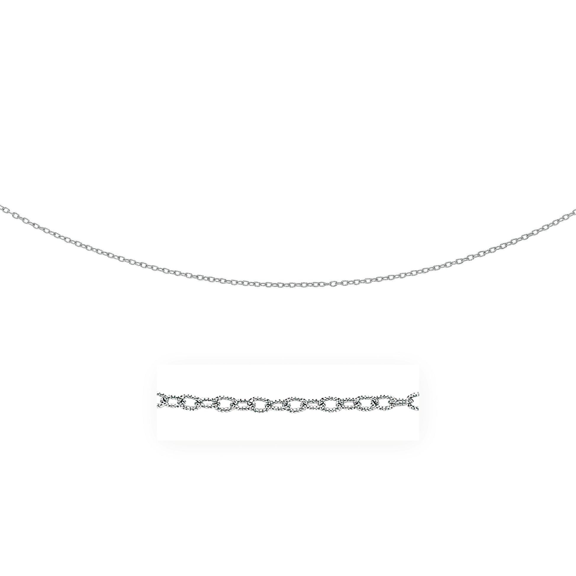 14k White Gold Pendant Chain with Textured Links (2.30 mm) 