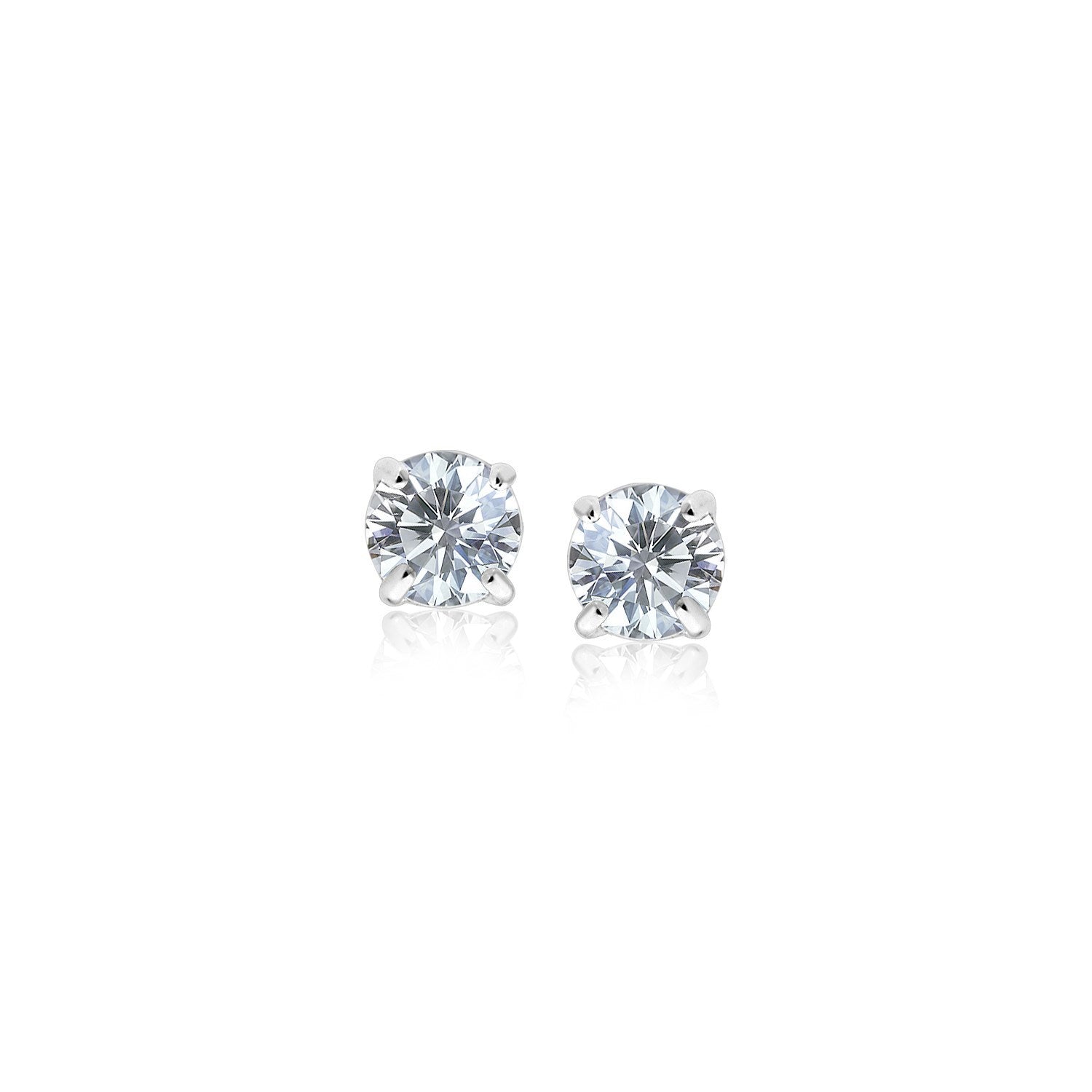 Sterling Silver Faceted White Cubic Zirconia Stud Earrings(3mm) 