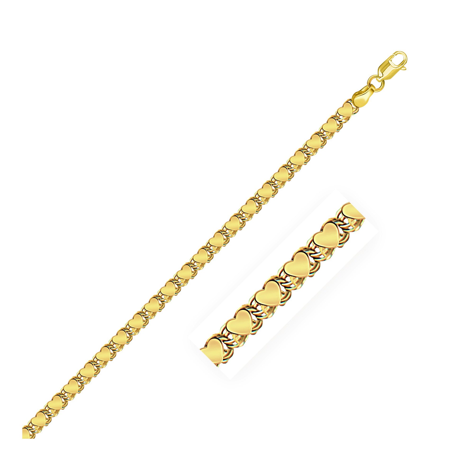 14k Yellow Gold Heart Chain (3.20 mm) 