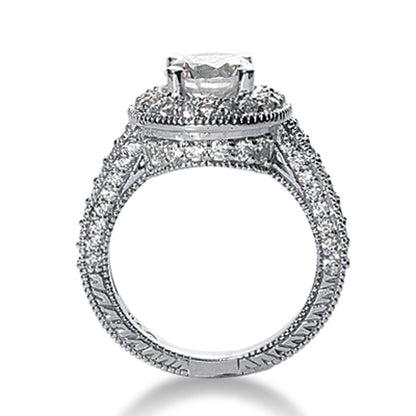 14k White gold Vintage Halo Diamond Semi-Mount 