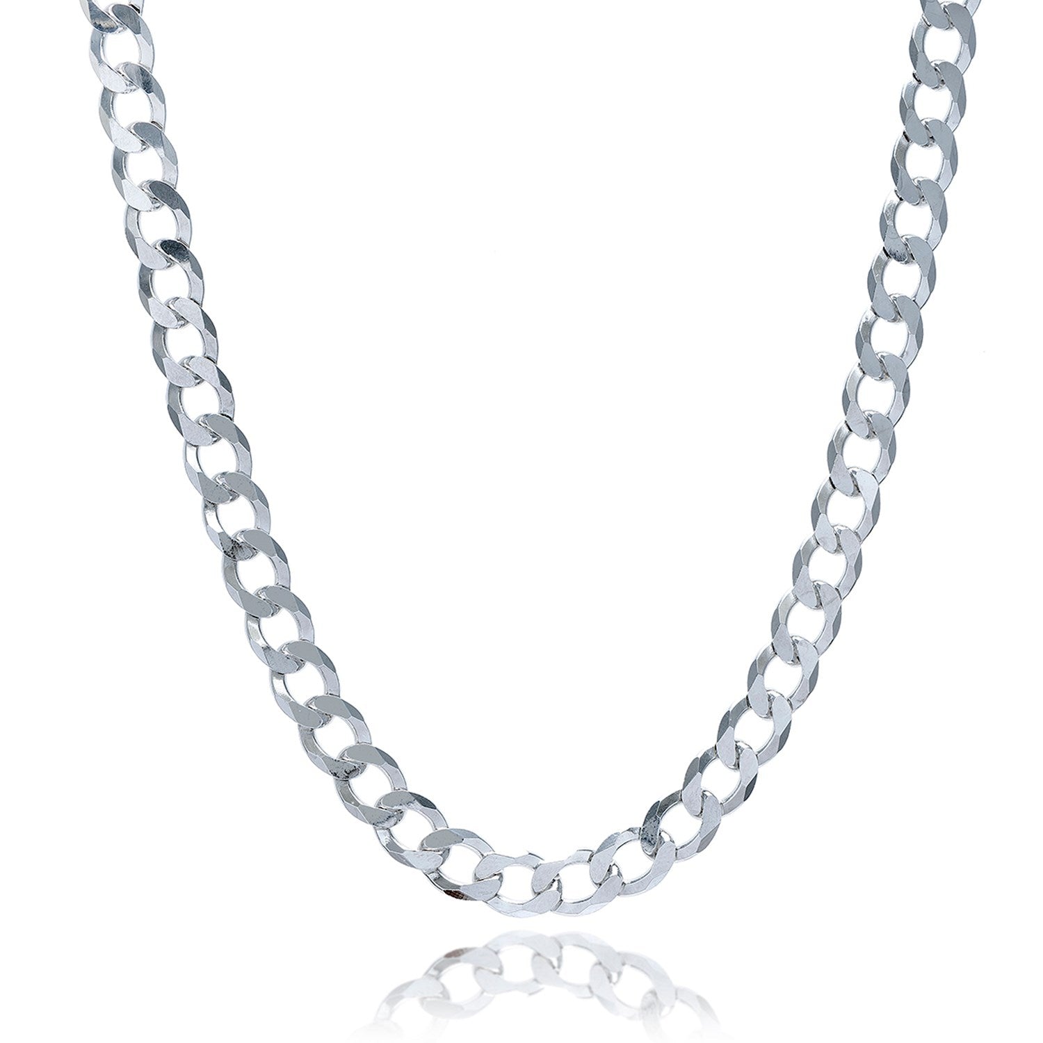 Rhodium Plated Sterling Silver Curb Style Chain (7.90 mm) 